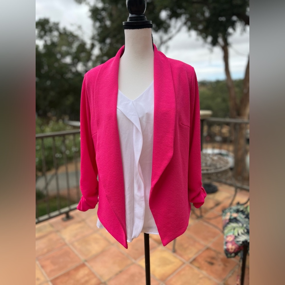 Bright Pink Open-Front Women's Blazer Jacket